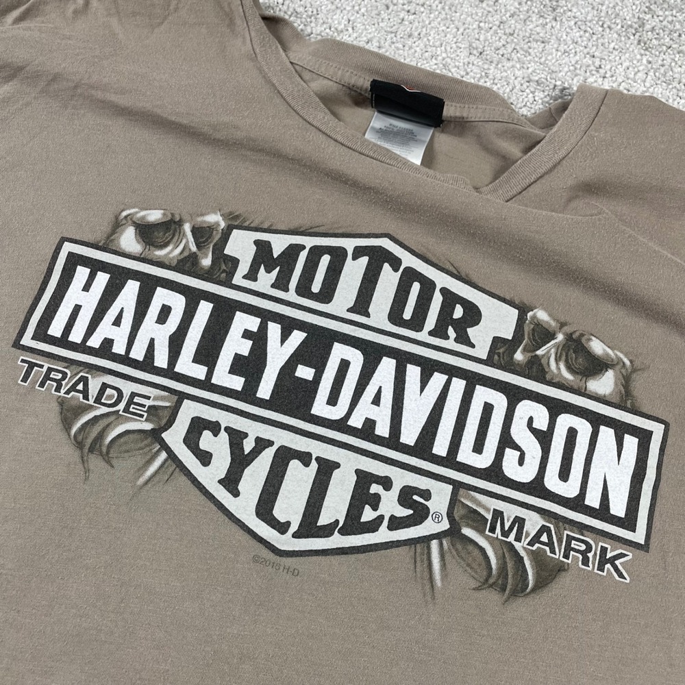 Harley Davidson T Shirt Mens XXL Skull Wings Biker Y2K Distressed Long Sleeve - Picture 2 of 16